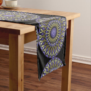 Caminho De Mesa Pequeno Padrão de Mandala Violeta Roxo Dourado Falso