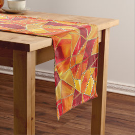 Caminho De Mesa Pequeno Padrão de mosaico de vidro colorido laranja e dour