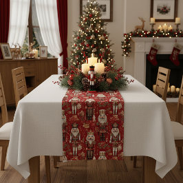 Caminho De Mesa Pequeno Padrão de Natal de quebra-nozes vermelhos