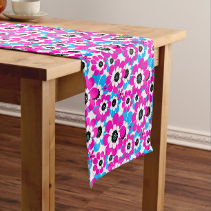 Caminho De Mesa Pequeno Padrão de néon brilhante floral creme brilhante e 