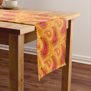 Caminho De Mesa Pequeno Padrão de Paisley Persa Laranja Oriental
