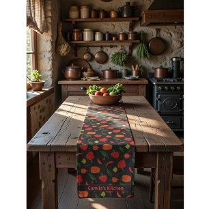 Caminho De Mesa Pequeno Padrão de Pimenta Malagueta Picante Personalizado