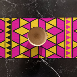 Caminho De Mesa Pequeno Padrão de triângulos rosa e amarelo