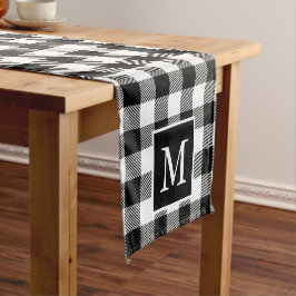 Caminho De Mesa Pequeno Padrão de Xadrez de Búfalo Preto Monograma Persona
