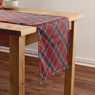 Caminho De Mesa Pequeno Padrão de Xadrez de Madras Vermelhas marinhos