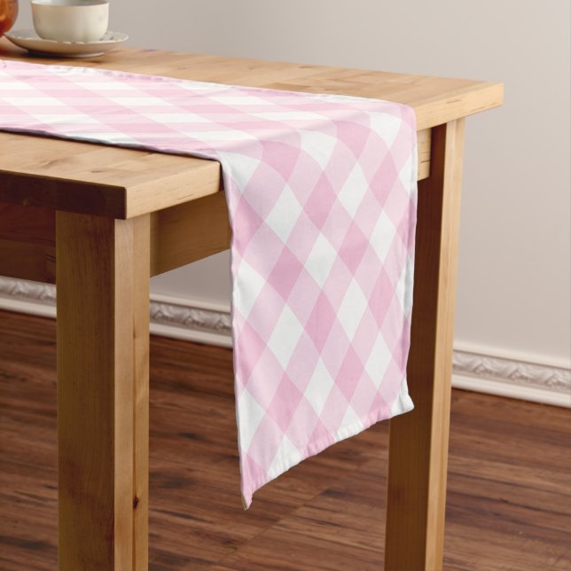 Caminho De Mesa Pequeno Padrão de Xadrez Gingham Rosa (No Local)