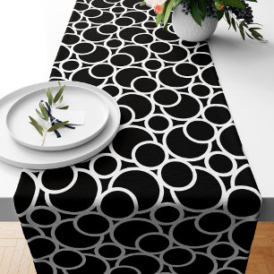Caminho De Mesa Pequeno Padrão do círculo preto e branco