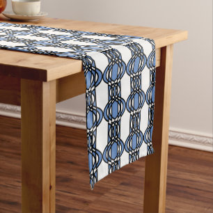 Caminho De Mesa Pequeno Padrão Elegante de Abstrato de Azul de Mod