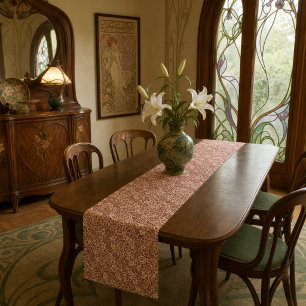 Caminho De Mesa Pequeno Padrão Floral Art Nouveau Intrincado Vintage Selva