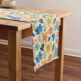 Caminho De Mesa Pequeno Padrão Floral Boho Desenhado à Mão Abstrato