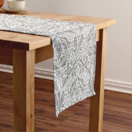 Caminho De Mesa Pequeno Padrão Floral Cinza Elegante