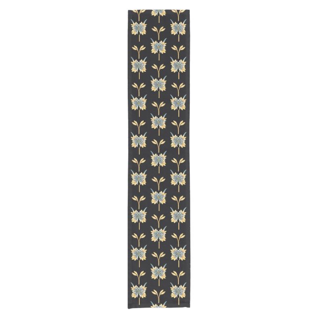 Caminho De Mesa Pequeno Padrão Floral Com Flores Amarelas (Frente)