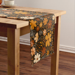 Caminho De Mesa Pequeno Padrão Floral de Queda Vintage - Flores de outono