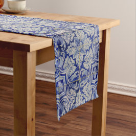 Caminho De Mesa Pequeno Padrão Floral de Vintagem do Mediterrâneo Azul e B