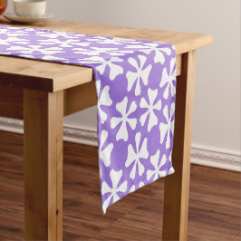 Caminho De Mesa Pequeno Padrão Floral Geométrico Moderno Lilás e Branco