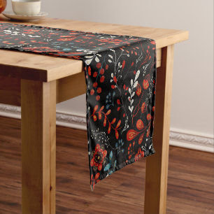 Caminho De Mesa Pequeno Padrão floral intrincado com dourado e branco shor