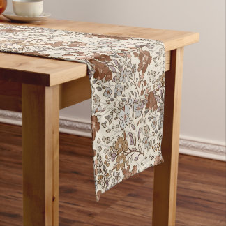 Caminho De Mesa Pequeno Padrão Floral Marrom Flor Selvagem Vintage Naturez