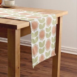 Caminho De Mesa Pequeno Padrão Floral Retro Rosa Pastel Meados do Século