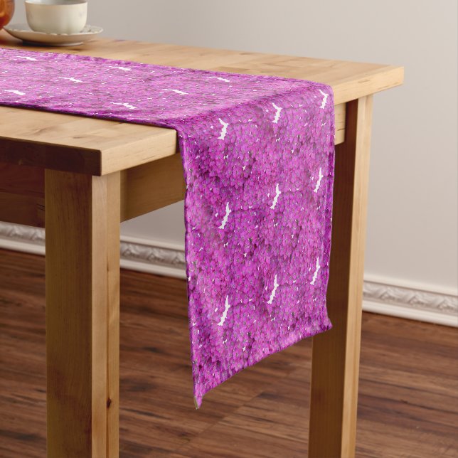 Caminho De Mesa Pequeno Padrão floral roxo.   (No Local)