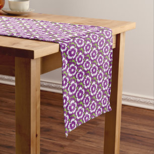 Caminho De Mesa Pequeno Padrão floral roxo de Vintage Dianthus Barbatus
