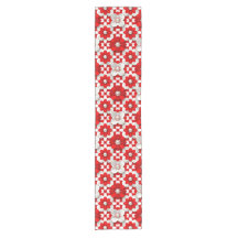 Padrão Floral Vibrante em Vermelho e Branco com Pé