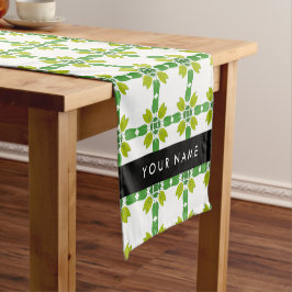 Caminho De Mesa Pequeno Padrão Folha, Folhas Verdes, Seu Nome