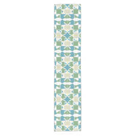 Caminho De Mesa Pequeno Padrão Geométrico Abstrato em Verde e Azul