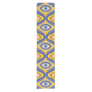 Caminho De Mesa Pequeno Padrão Geométrico de Deco de Arte Ocular Amarelo
