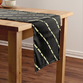 Caminho De Mesa Pequeno Padrão Geométrico Elegante Dourado Sobre Preto