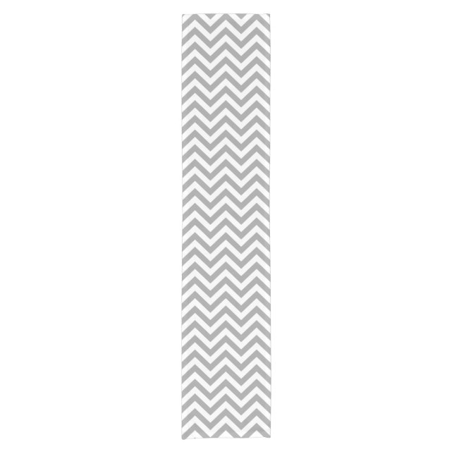 Caminho De Mesa Pequeno Padrão Grande Chevron ZigZag de Cinza Escura Branc (Frente)