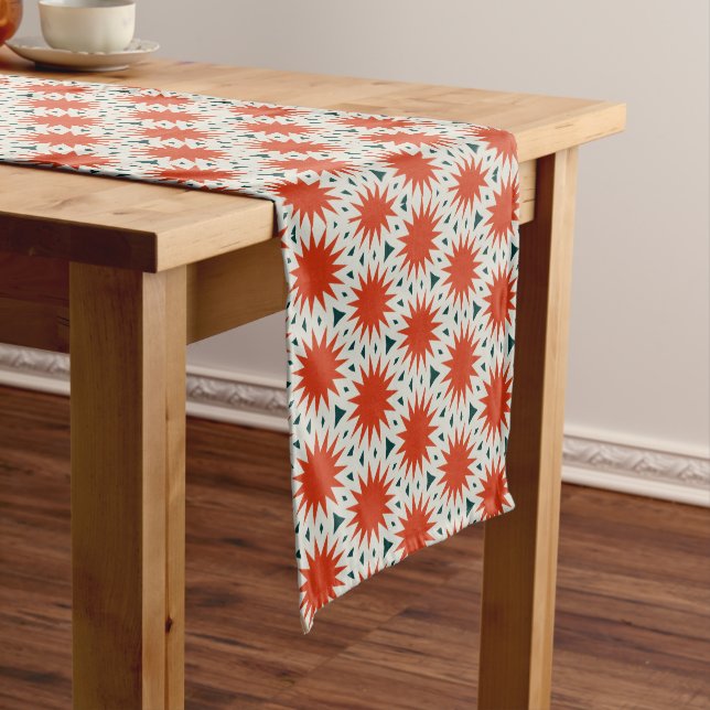 CAMINHO DE MESA PEQUENO PADRÃO LARANJA E VERDE (No Local)