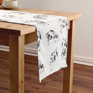 Caminho De Mesa Pequeno Padrão Minimalista de Linha de Porco Cottagecore V
