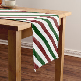 Caminho De Mesa Pequeno Padrão Minimalista de Stripes Vermelhas e Verdes
