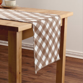 Caminho De Mesa Pequeno Padrão Minimalista de Xadrez Brown Gingham