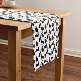 Caminho De Mesa Pequeno Padrão Mínimo de Coelho Preto e Branco Fofa Páscoa