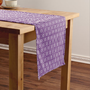 Caminho De Mesa Pequeno Padrão Oriental Purple Ayame Asanoha Japão