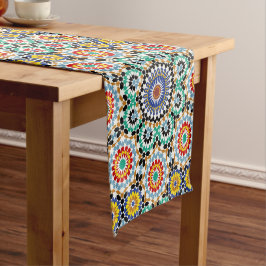 Caminho De Mesa Pequeno Padrão Tradicional Boho de Mosaico Marroquino