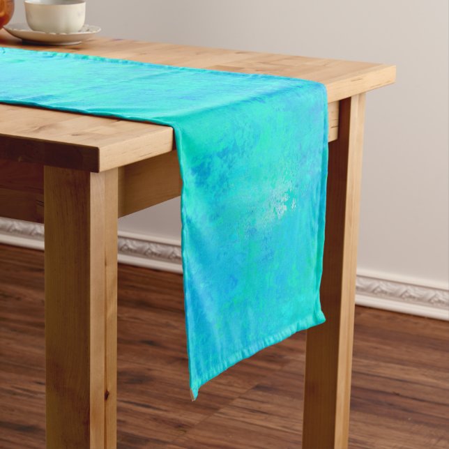 Caminho De Mesa Pequeno Padrão Turquesa Blue Abstrato (No Local)