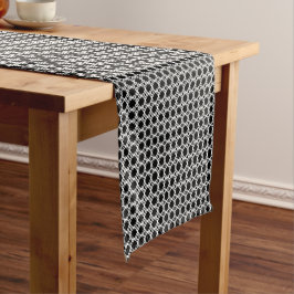 Caminho De Mesa Pequeno Padrão Urbano Preto e Branco Moderno