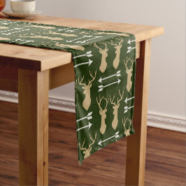 Caminho De Mesa Pequeno Padrão Verde da Floresta de Seta Deer Antler