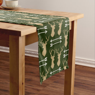 Caminho De Mesa Pequeno Padrão Verde da Floresta de Seta Deer Antler
