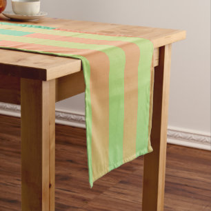 Caminho De Mesa Pequeno Padrão verde laranja riscado
