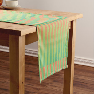 Caminho De Mesa Pequeno Padrão verde laranja riscado