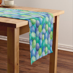 Caminho De Mesa Pequeno Padrão Verde Roxo de Ovos de Páscoa