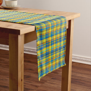 Caminho De Mesa Pequeno Padrão verificado de Xadrez azul, amarelo, vermelh