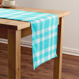 Caminho De Mesa Pequeno Padrão Xadrez Azul Branco