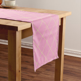 Caminho De Mesa Pequeno Padrão Xadrez Célula Amarelo Verde Claro Rosa.