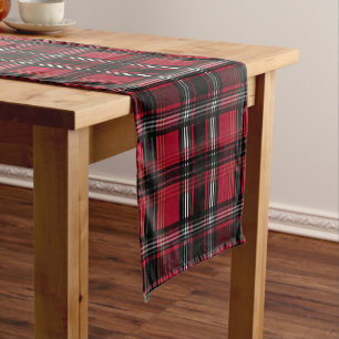 Caminho De Mesa Pequeno Padrão Xadrez Escocês Vermelho e Preto