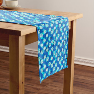 Caminho De Mesa Pequeno Padrões de lírio de água, Turquesa, Azul e Branco