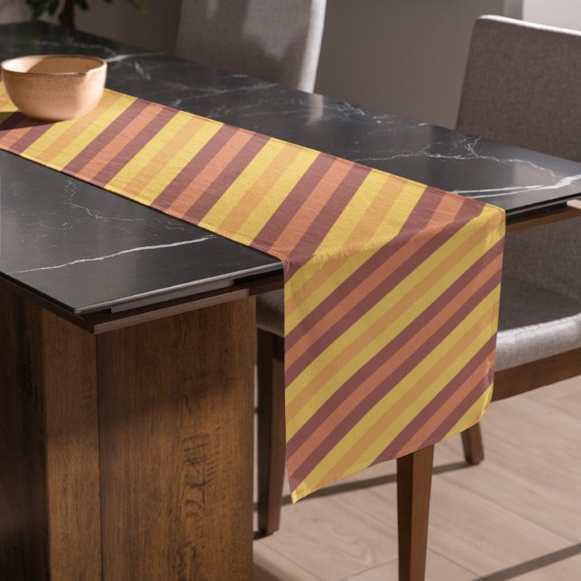 Caminho De Mesa Pequeno Padrões de outono em laranja (Fall orange Autumn stripped pattern Short Table Runner)